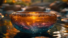 a glass bowl with a light inside