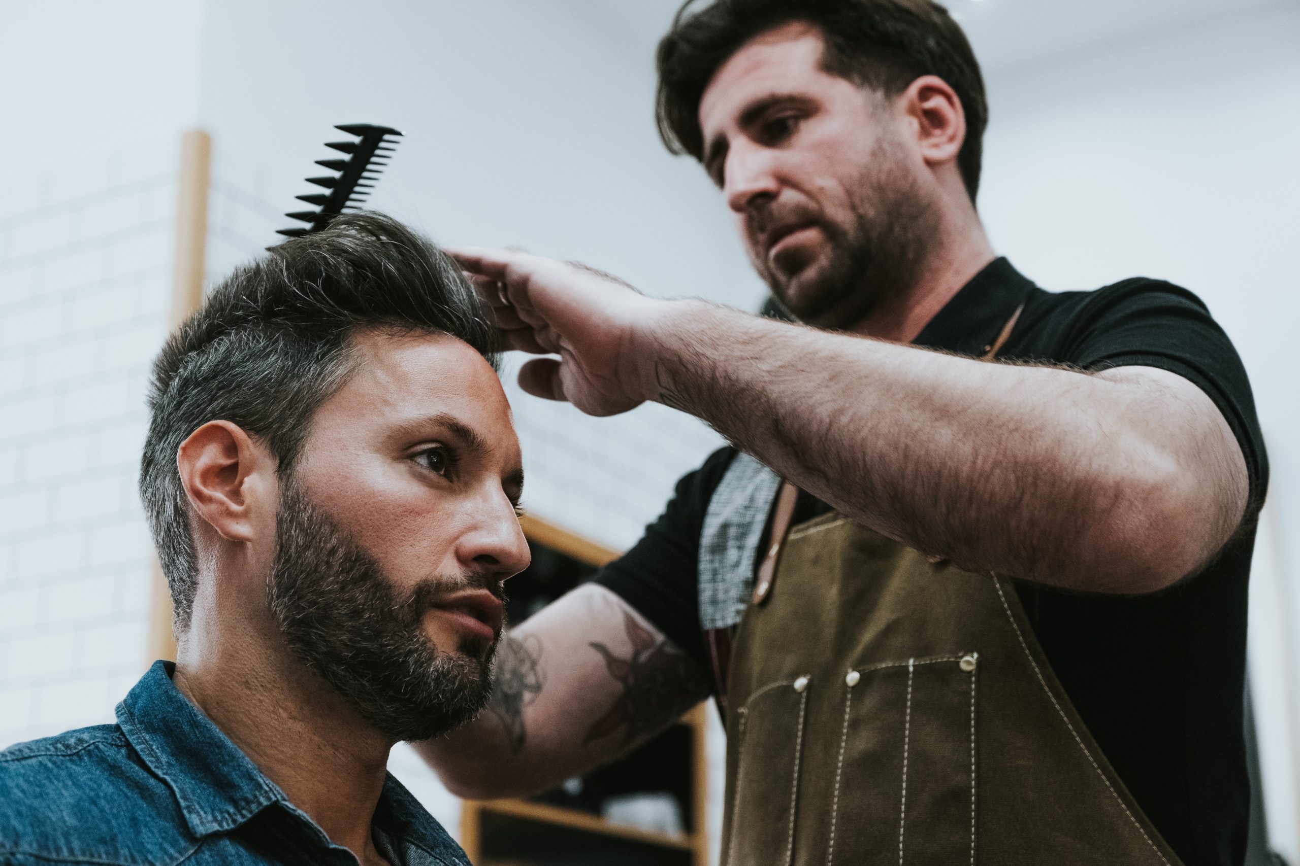 a man getting a haircut