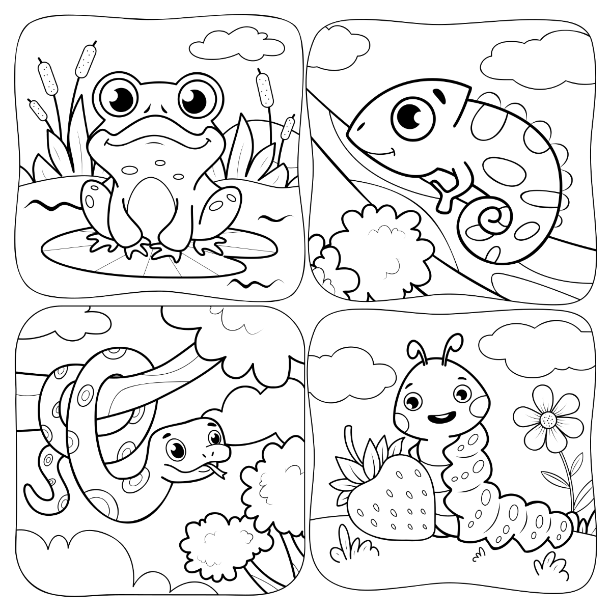 a coloring page of a cartoon animal