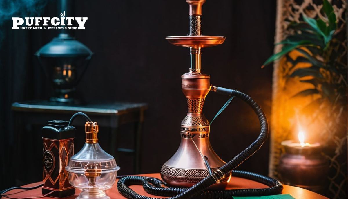 a copper hookah on a table