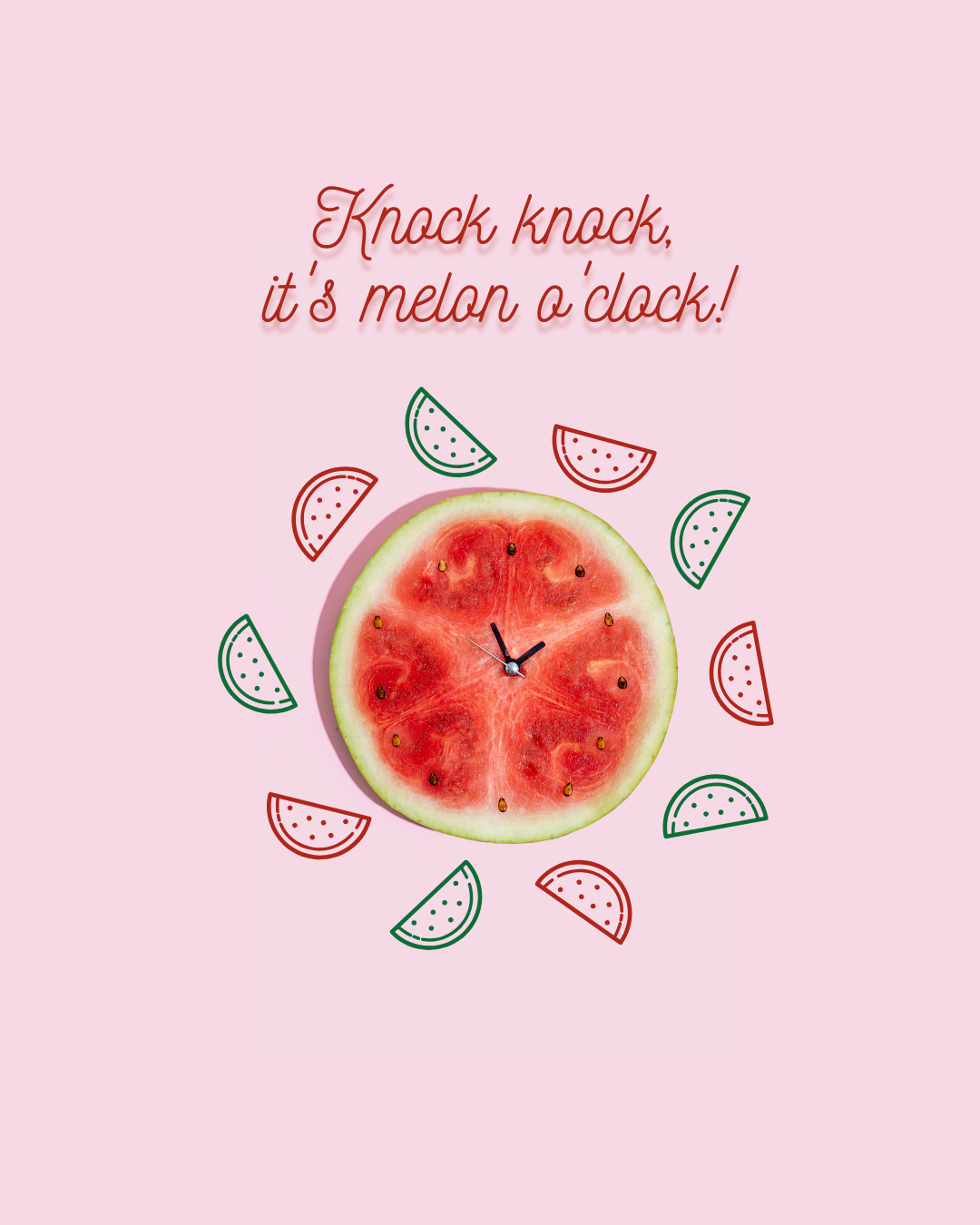a watermelon clock with a clock face