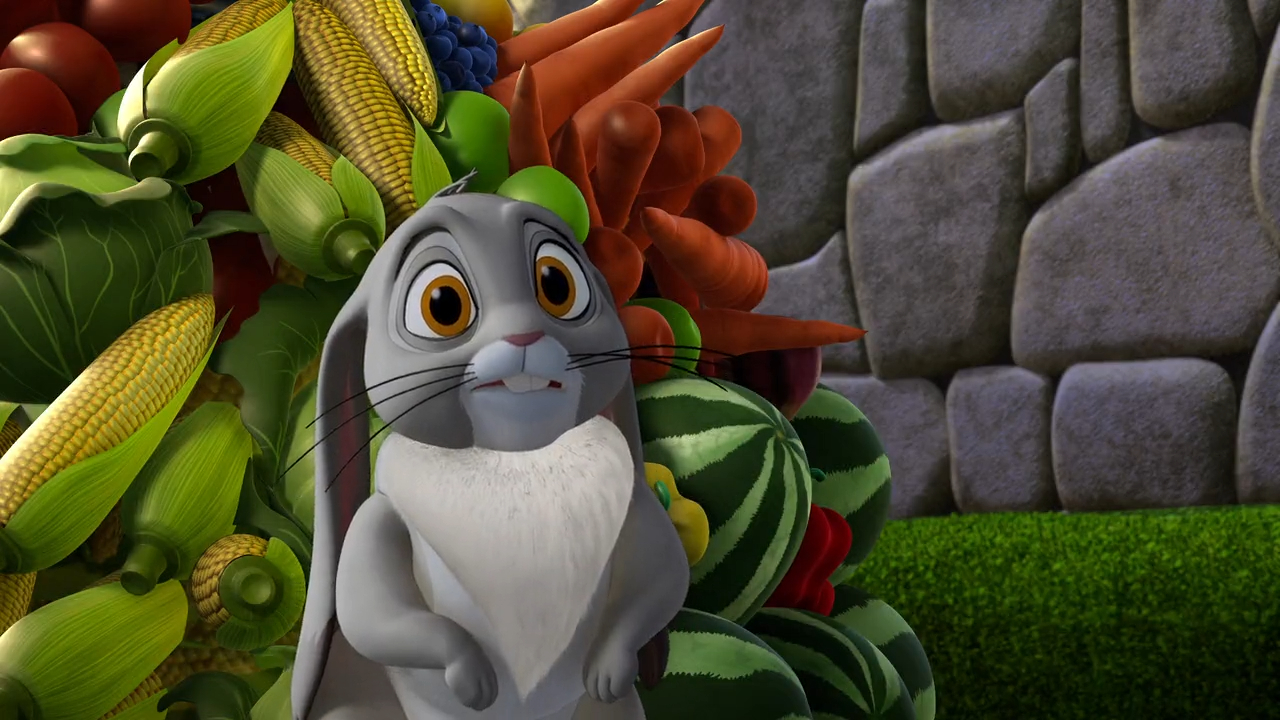 a cartoon rabbit with vegetables