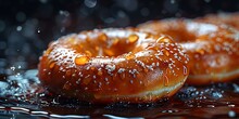 a bagel with water drops