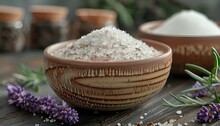 a bowl of salt on a table