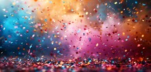 a colorful confetti in the air