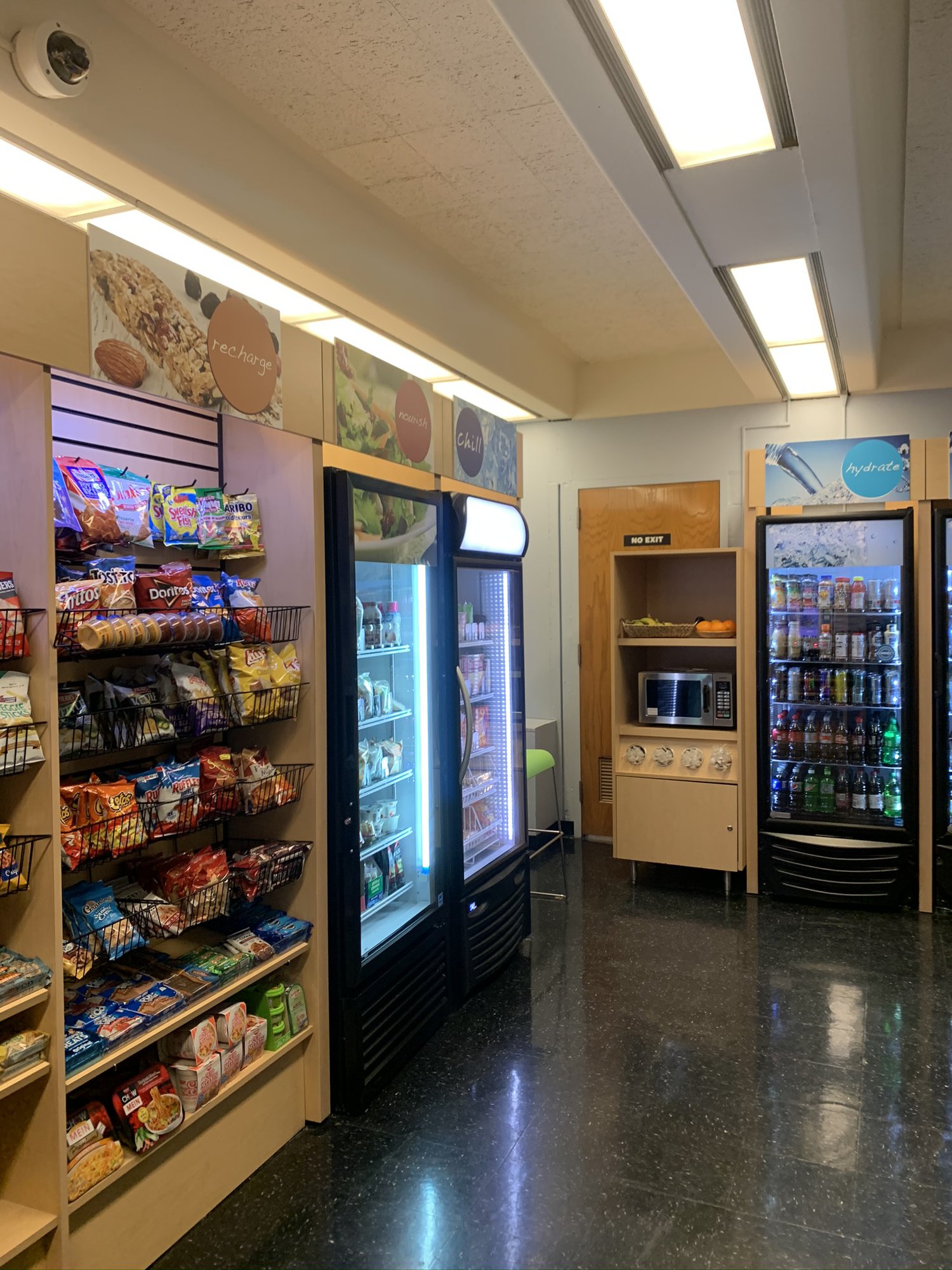 a store with shelves of snacks and drinks