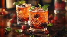 two glasses of ice tea with berries