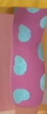 a pink and blue polka dot