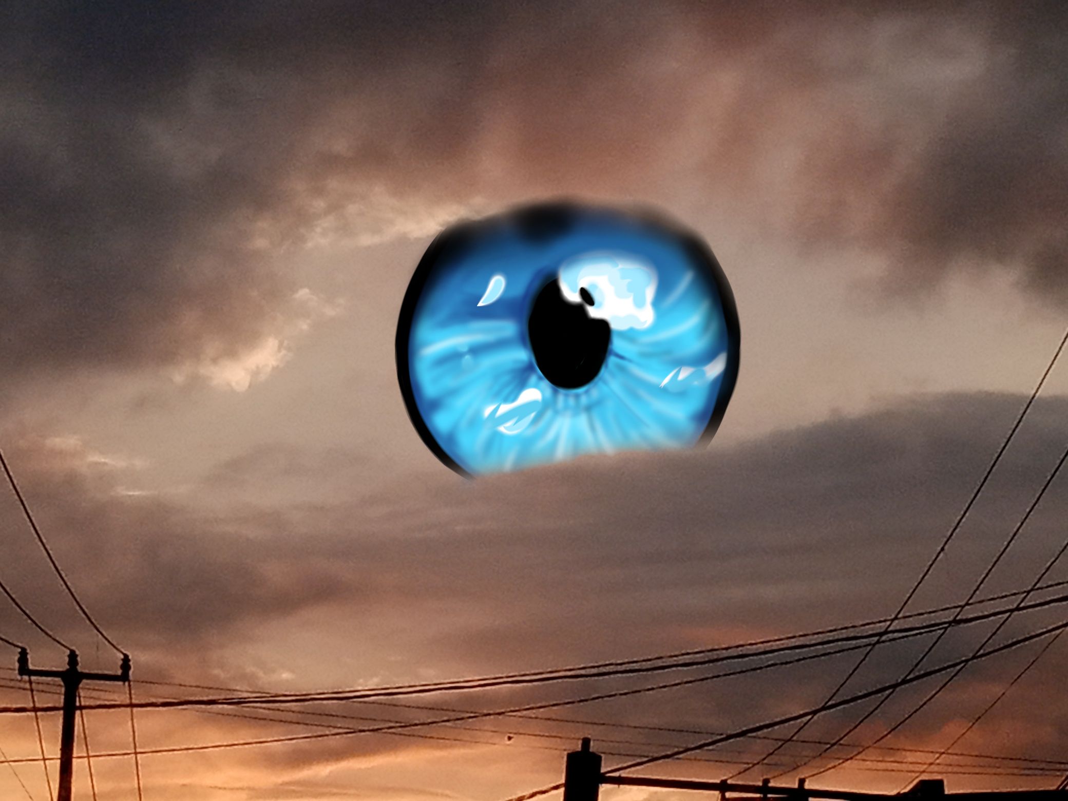 a blue eyeball in the sky