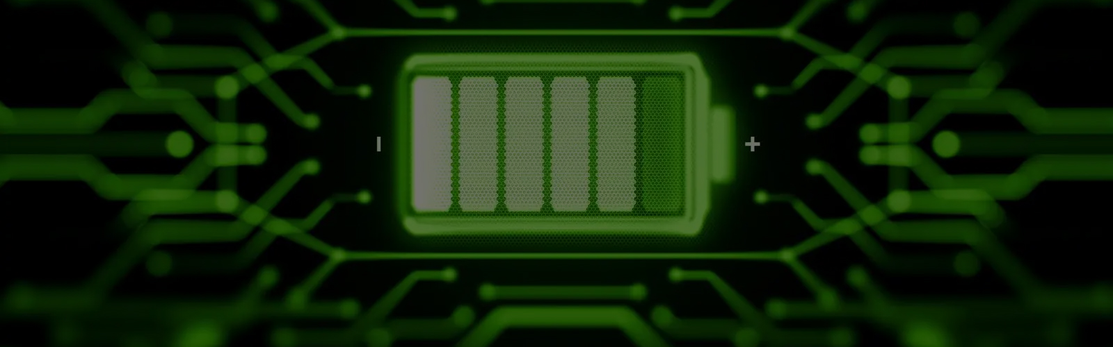 a green battery with white lines