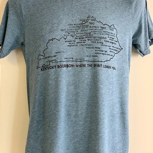 a grey shirt with a map on it