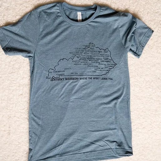 a grey t-shirt with a map on it