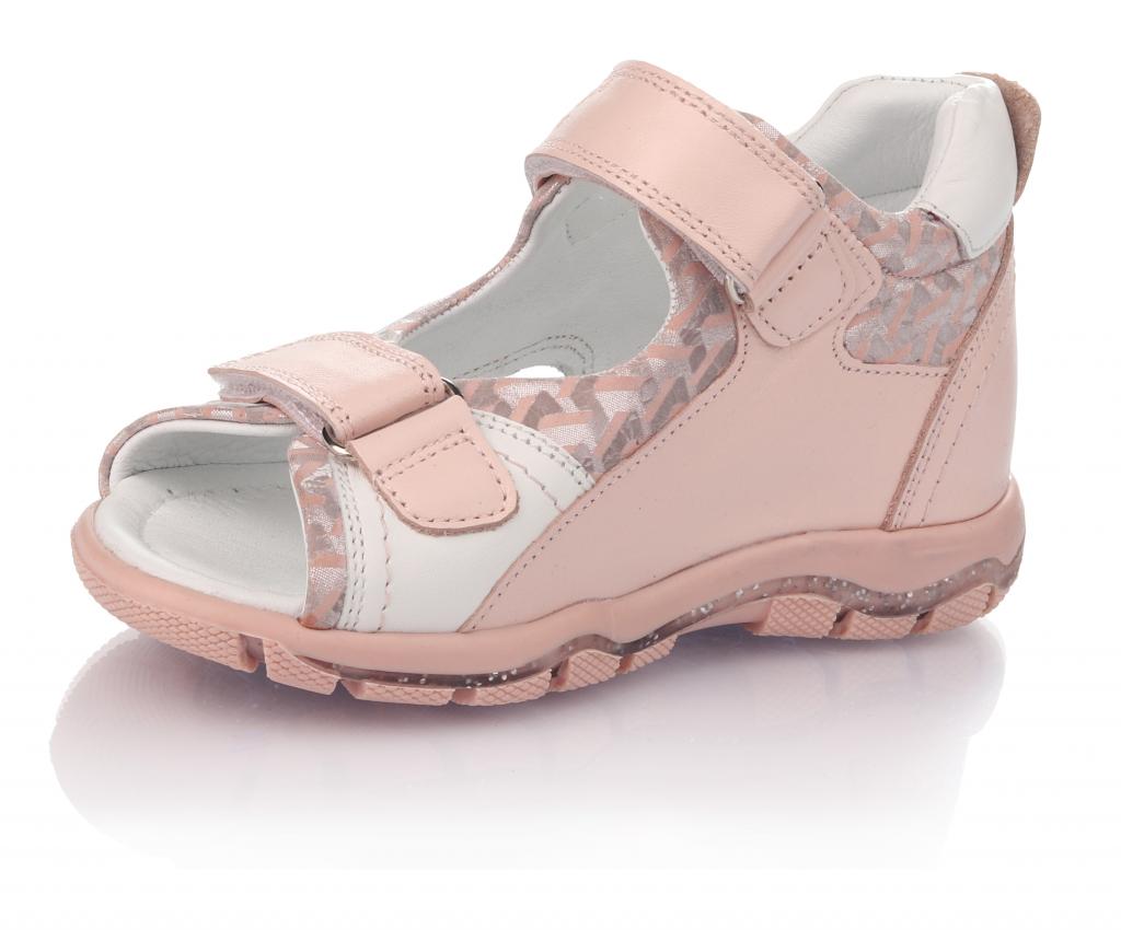 a pink and white sandal
