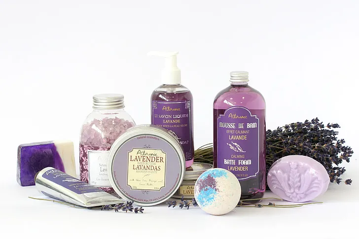 a group of lavender products