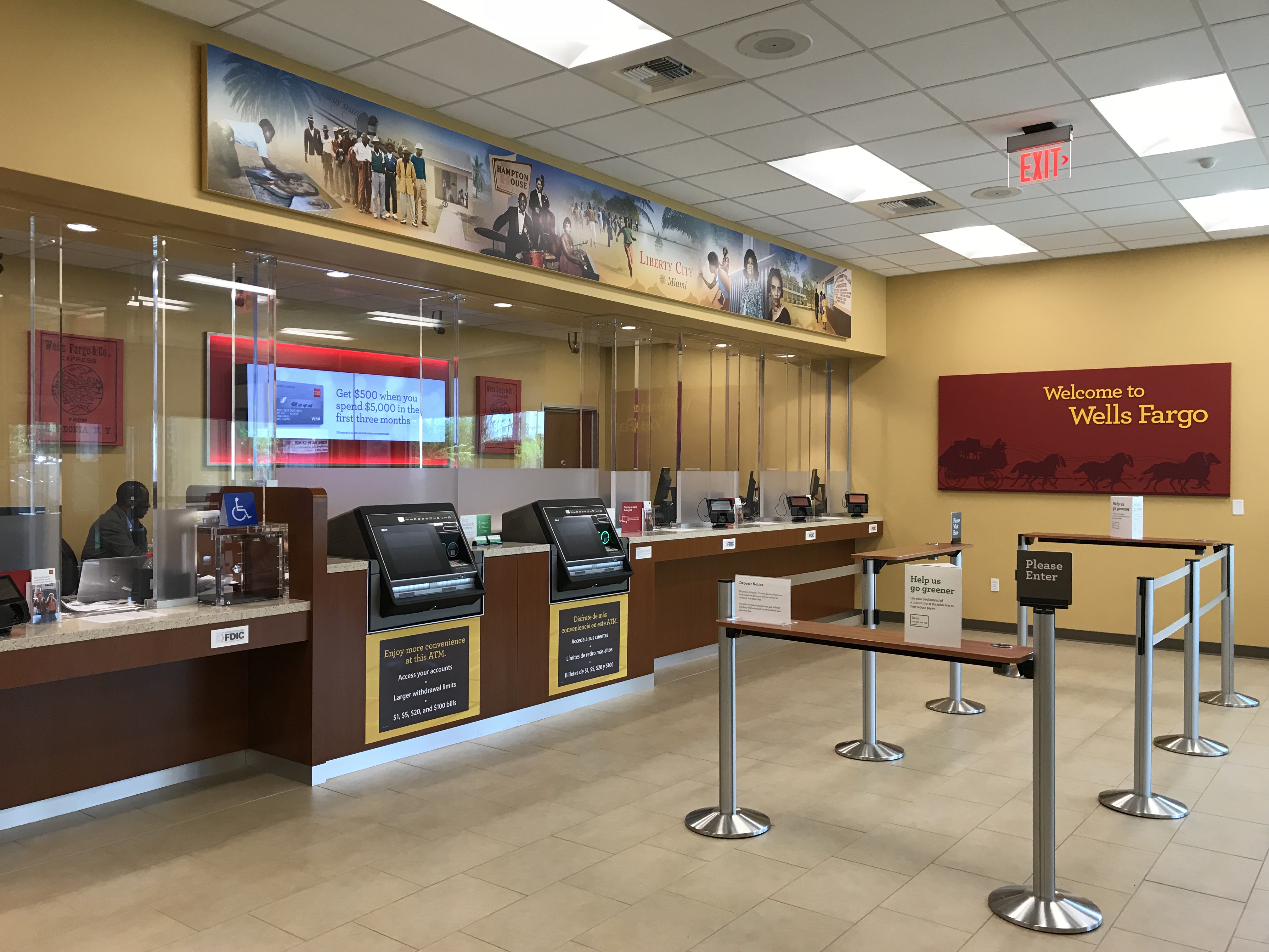 a bank check in counter