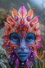 a person wearing a colorful mask