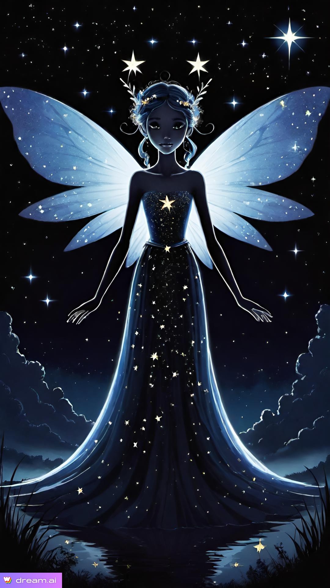 a cartoon of a fairy in a dress