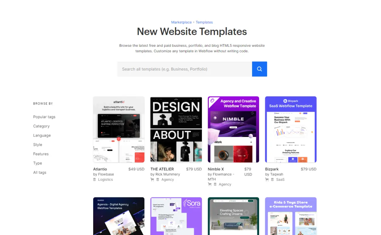 a screenshot of a website template