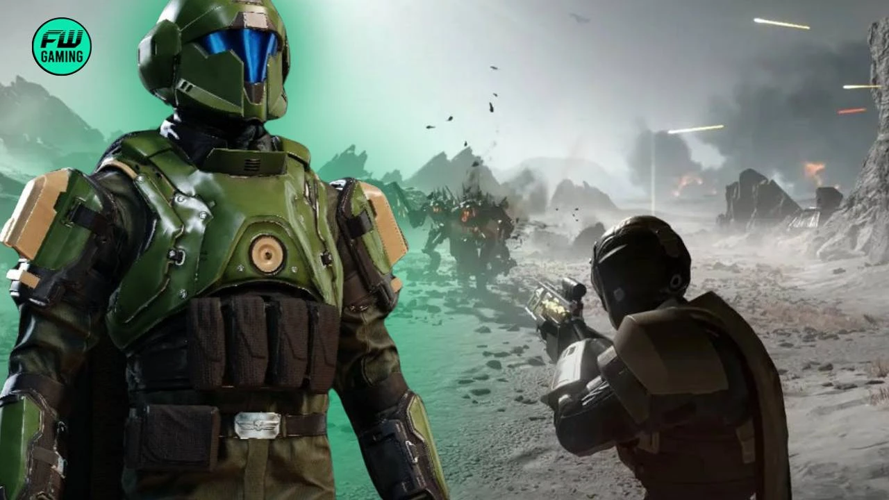 a man in a green uniform with a blue helmet and a man in a green helmet with a blue helmet and a blue helmet with a blue eye and a blue eye and a blue eye with a