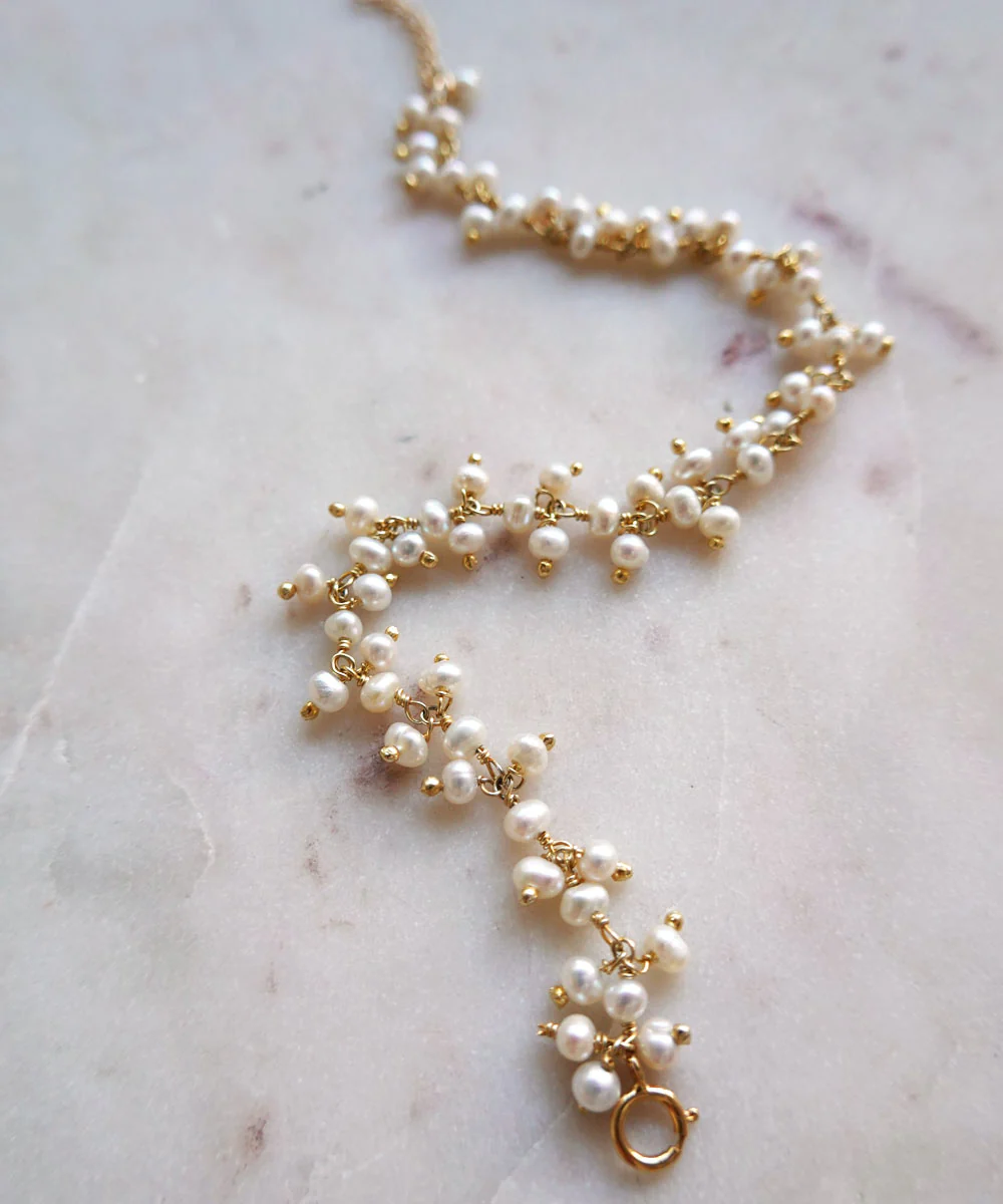 a necklace with pearls on it