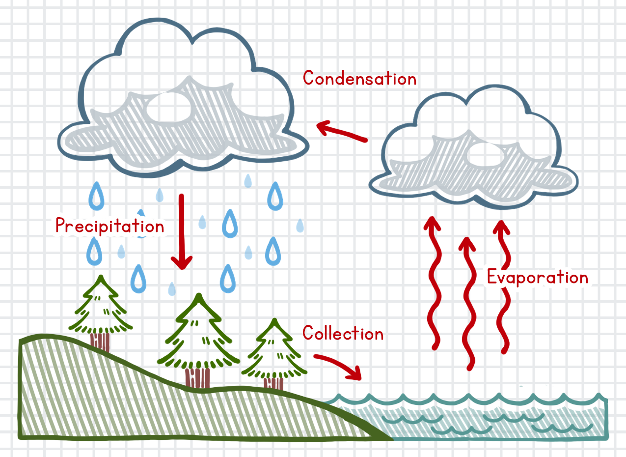 a diagram of a water cycle