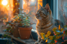 a cat sitting on a window sill