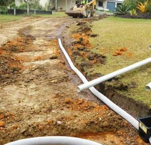 a construction site with a pipe