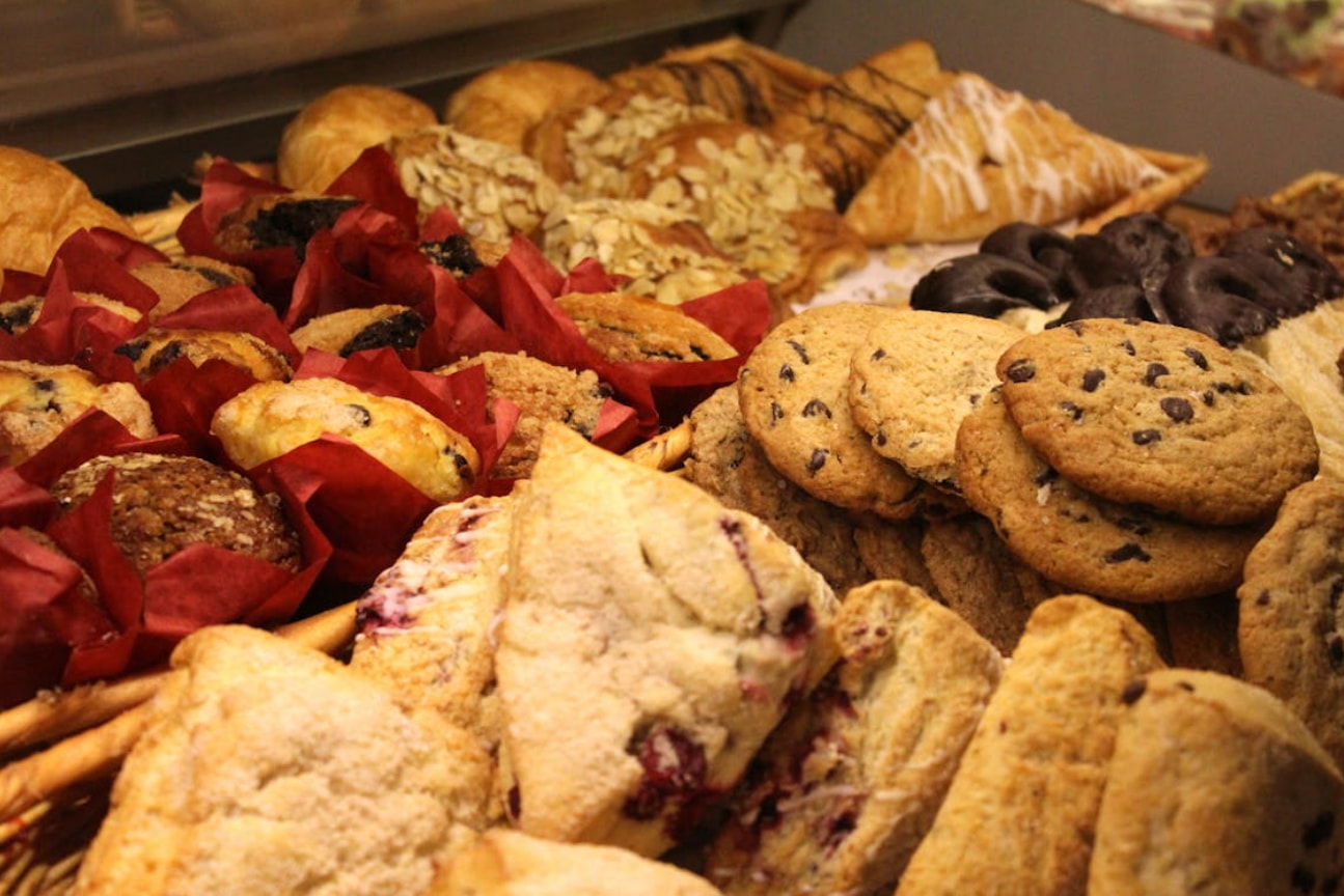 a variety of pastries on a table