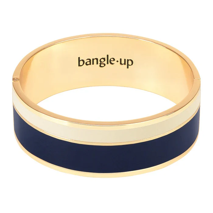 a gold and blue bracelet