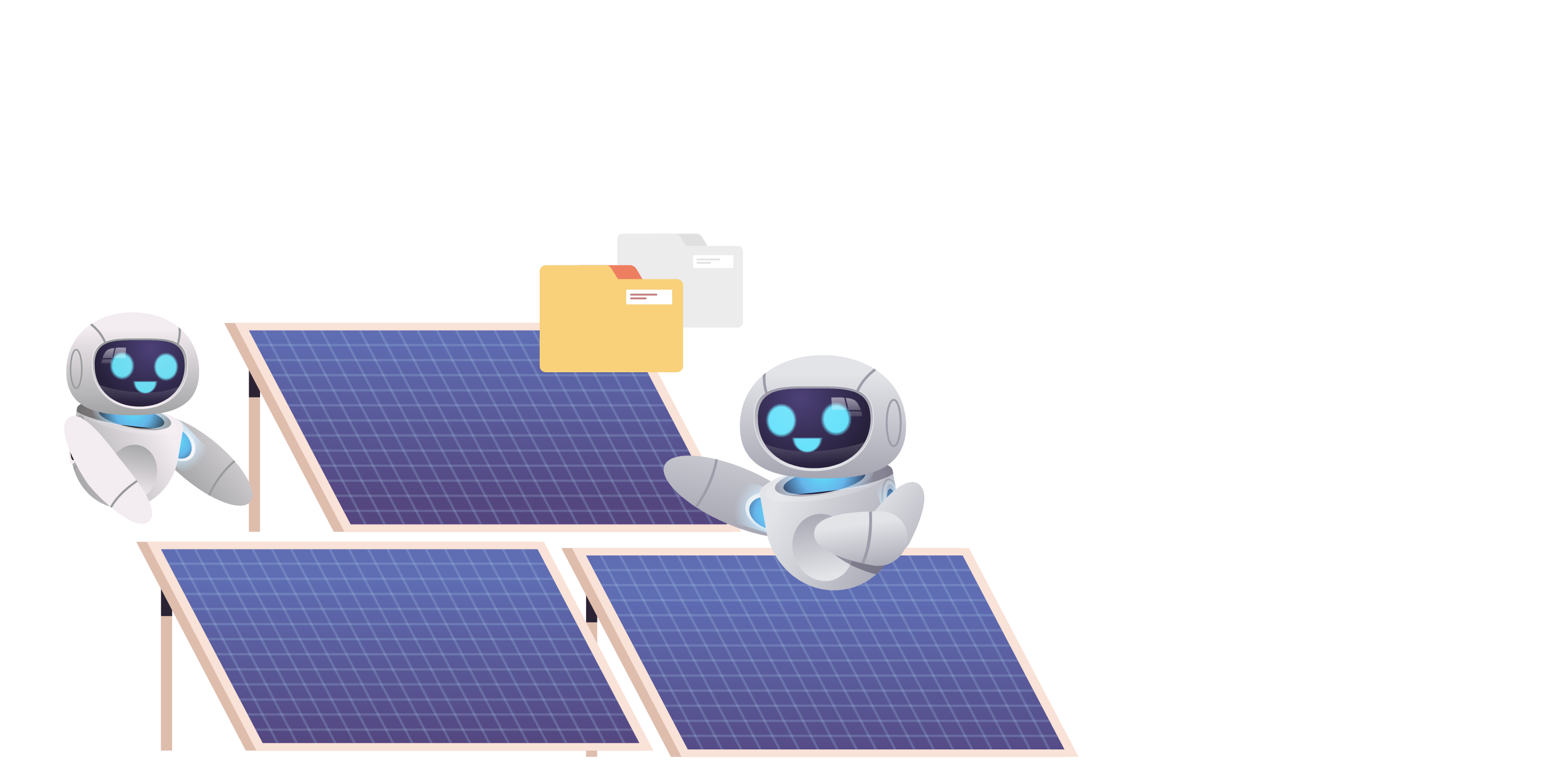 a robot sitting on solar panels