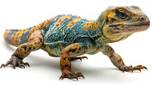 a colorful lizard with black spots