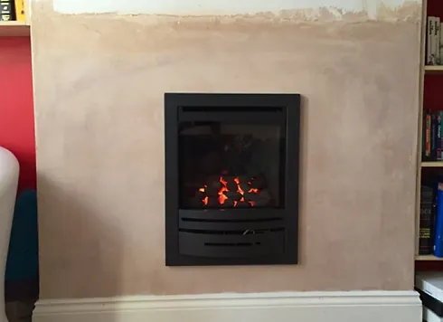 a fireplace in a wall