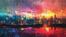 a puzzle of a city