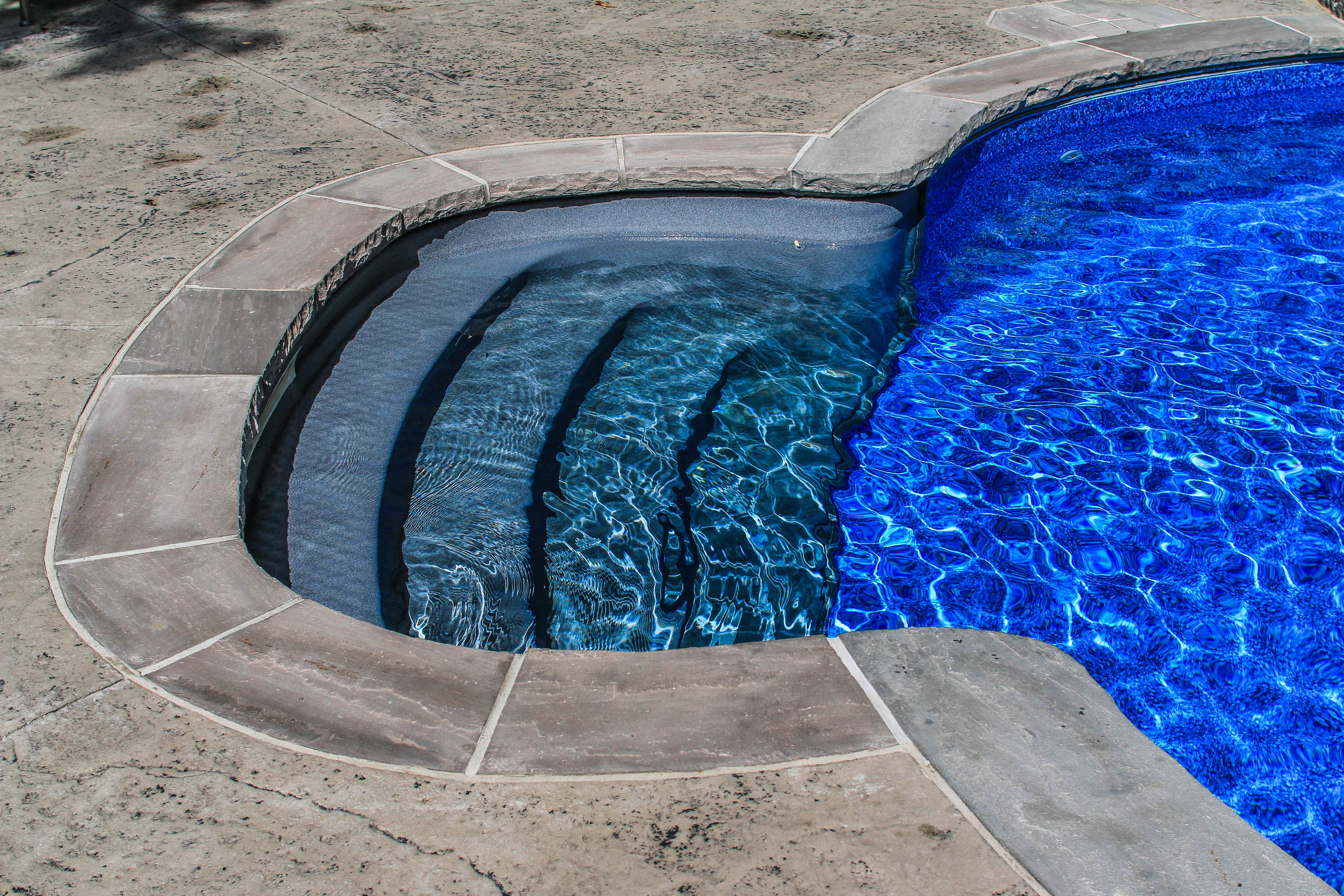 a pool with blue water