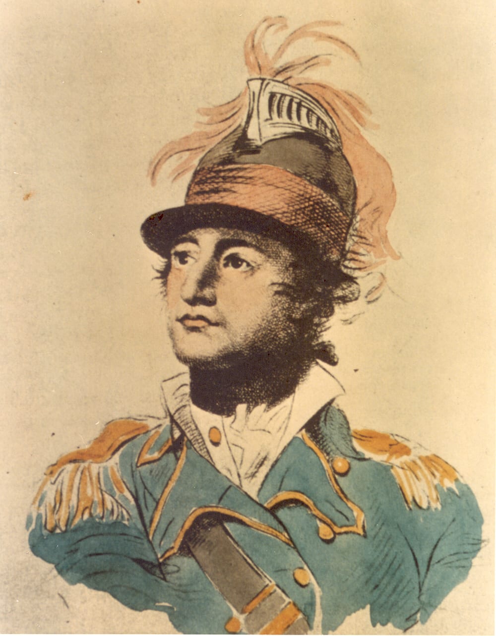 a drawing of a man in a military uniform