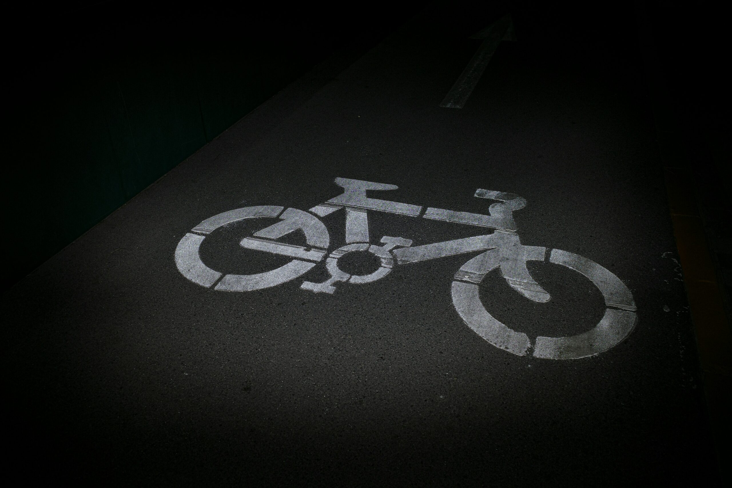 a bicycle painted on the road