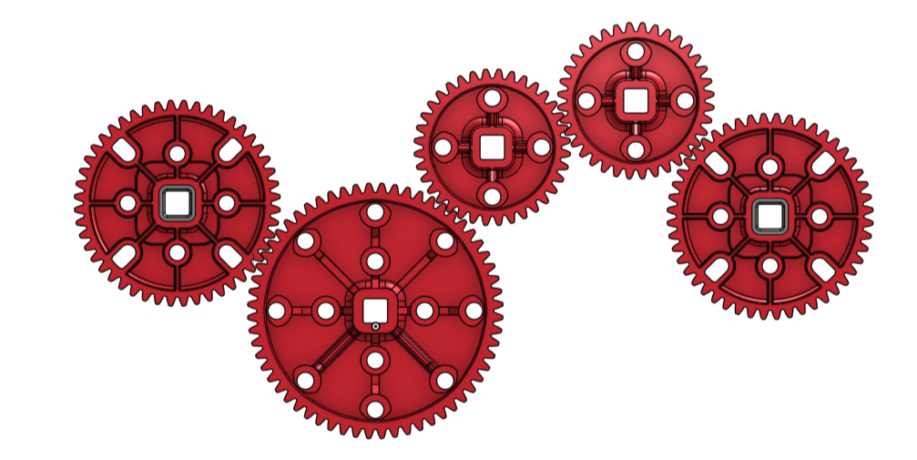 a group of red gears