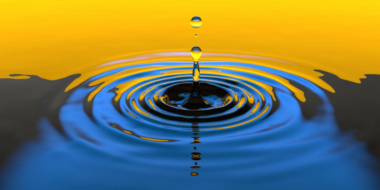 a water droplet and ripples