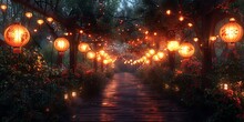 a path with lights and trees