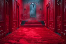 a red carpet in a hallway