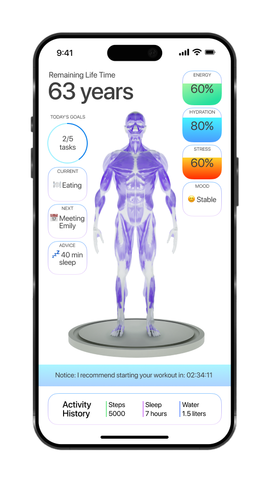 a cellphone with a body diagram