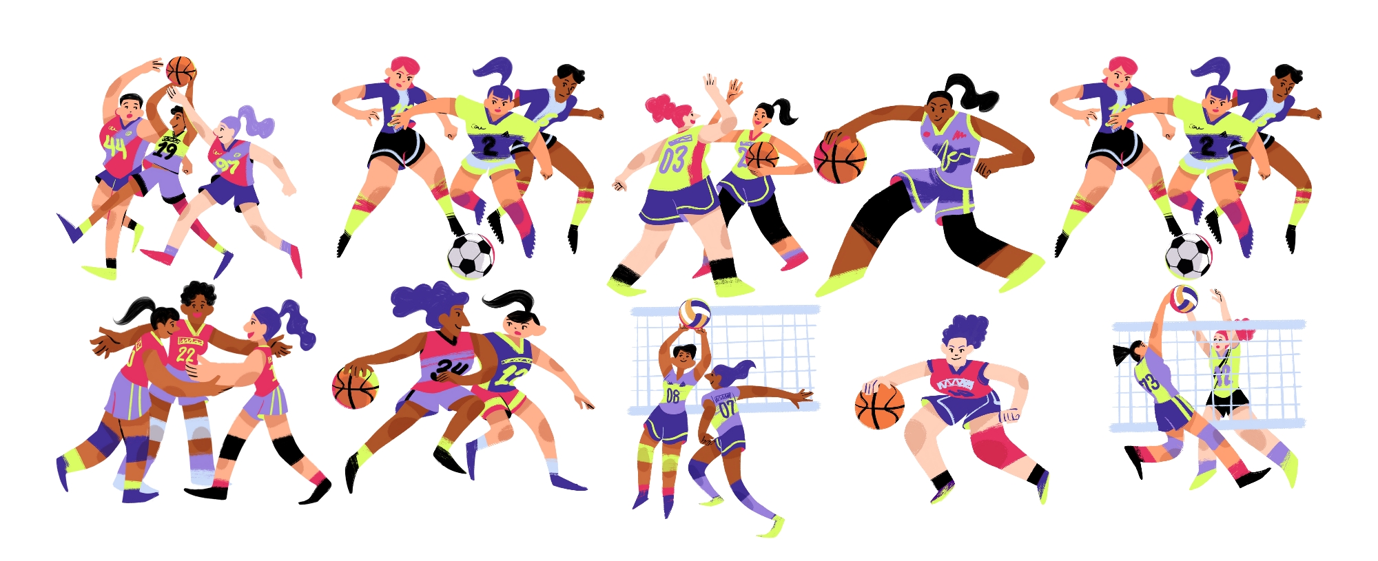 a group of women playing basketball