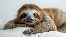 a sloth lying on a bed