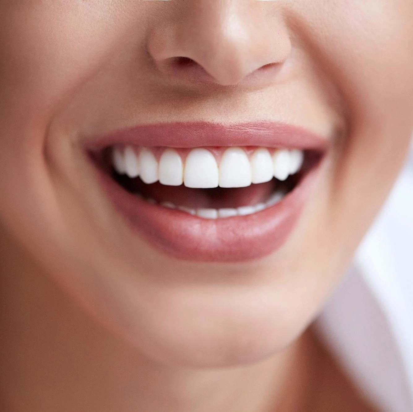 a close-up of a woman's smile