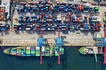 a aerial view of a port