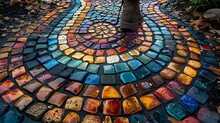 a colorful mosaic on the ground