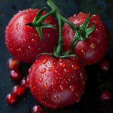 a group of tomatoes on a vine