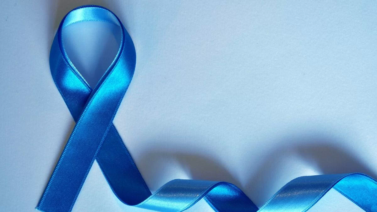 a blue ribbon on a white background