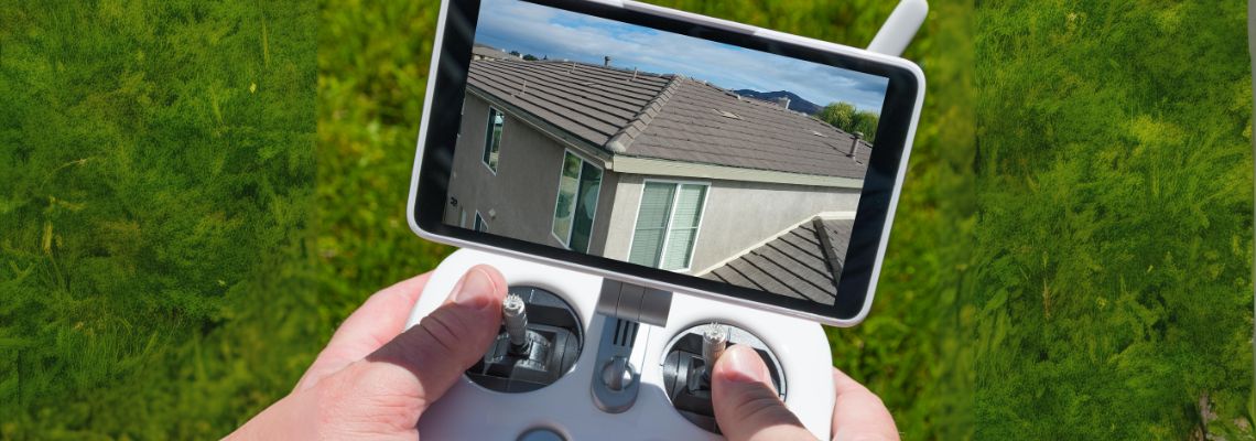 a person holding a remote control with a house on the screen
