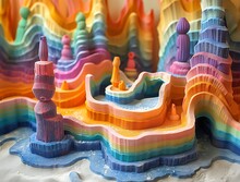 a colorful sculpture of a castle